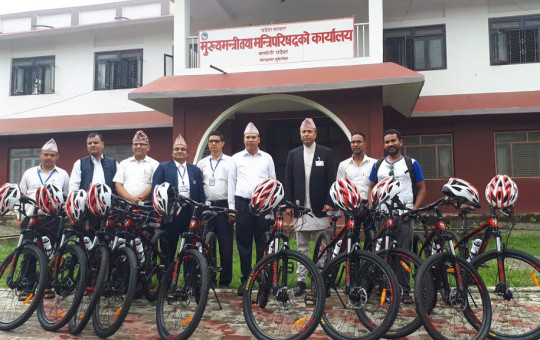 मुख्यमन्त्री तथा मन्त्रिपरिषद्को कार्यालयले किनेका साइकल। तस्बिर: कर्णाली राइडर्स क्लबको ट्वीटरबाट।