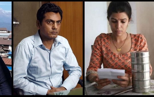 अभिनेता तथा निर्देशक माओत्से गुरुङ (बायाँ) र फिल्म लन्च बक्सको पोस्टर।
